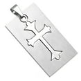 thumbnail image 1 of Stainless Steel Silver-Tone Religious Cutout Cross Dog Tag Pendant Necklace, 1 of 3