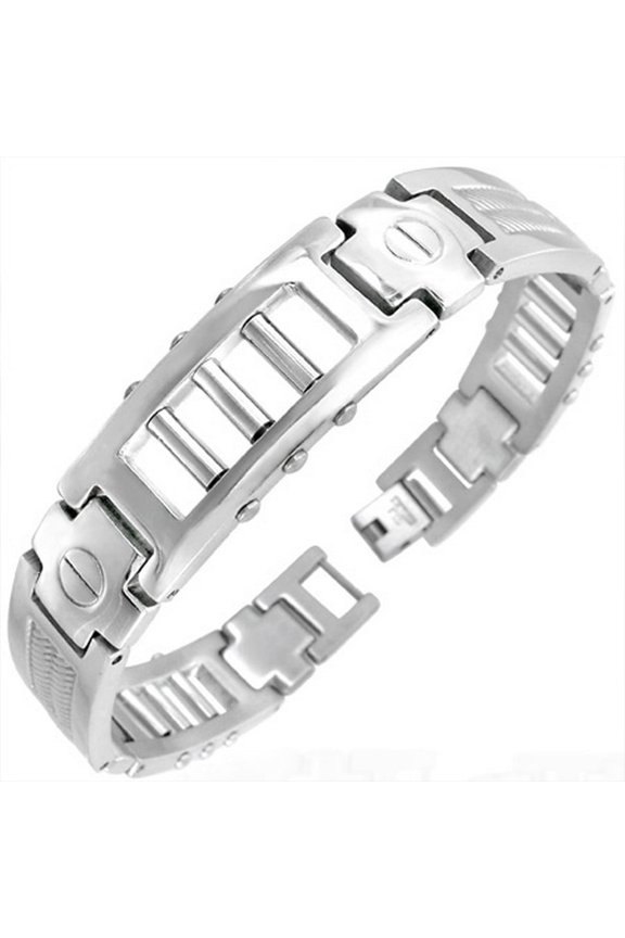 Stainless Steel Silver-Tone Twisted Cable Rope Men's Links Chain Bracelet