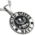 thumbnail image 1 of Stainless Steel Silver-Tone United States Army Eagle Navy Pendant Necklace, 1 of 2