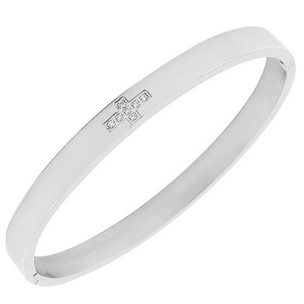 Stainless Steel Scalloped Design Bangle Bracelet