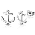 thumbnail image 1 of Stainless Steel Silver-Tone Yellow Gold-Tone Anchor Small Stud Earrings, 1 of 2