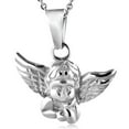 thumbnail image 1 of Stainless Steel Silver-Tone Yellow Gold-Tone Angel Pendant Necklace, 1 of 2