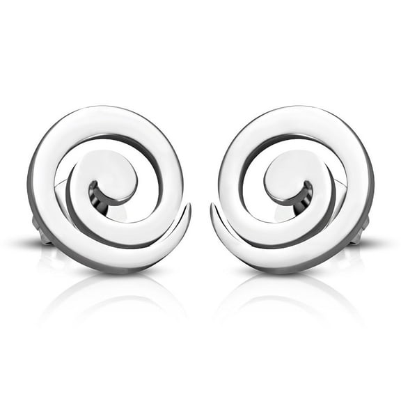 Stainless Steel Silver-Tone Yellow Gold-Tone Swirl Stud Earrings, 0.50" Diameter