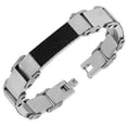 thumbnail image 1 of Stainless Steel Simulated Carbon Fiber Two-Tone Link Chain Mens Bracelet, 1 of 2
