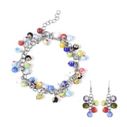 Shop LC Murano Style Millefiori Glass Beaded Bracelet & Earrings for Women