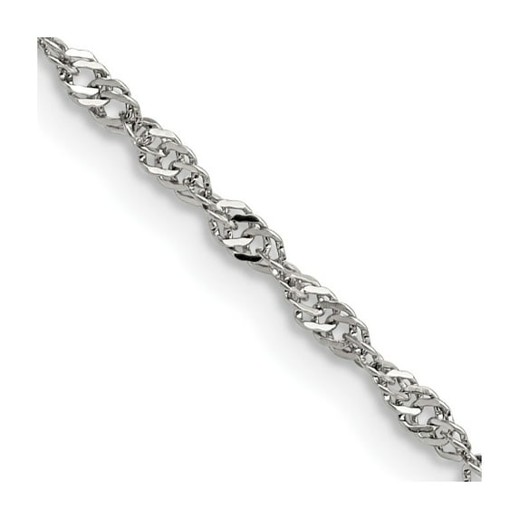 Stainless Steel Singapore Chain Necklace Chisel Polished 2.5 mm 24 inch