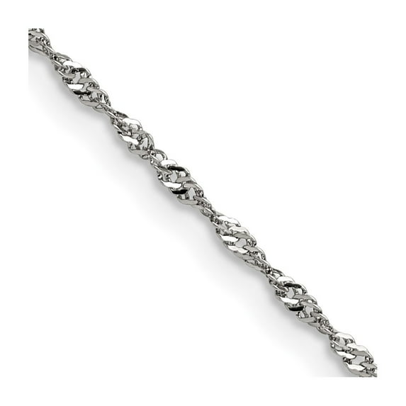 Stainless Steel Singapore Chain Necklace Chisel Polished 2 mm 20 inch