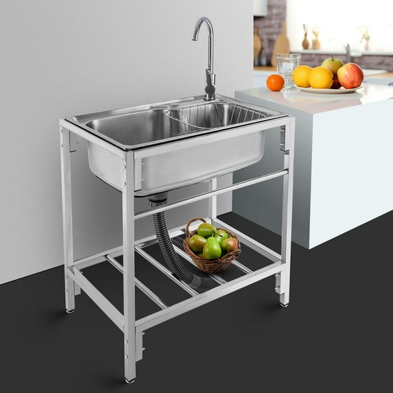 Silver Stainless Steel 26.7 Inch Freestanding Single Basin Sink