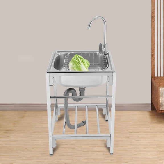 Stainless Steel Single Basin Kitchen Sink, Home Sink Mats for Bottom of Sink