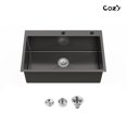 thumbnail image 1 of COZY Stainless Steel Single Bowl Kitchen Sink 30x19 inch, 1-Piece Overmount Brushed with US Drain & Hook, SS-BL02D-301908, 1 of 4