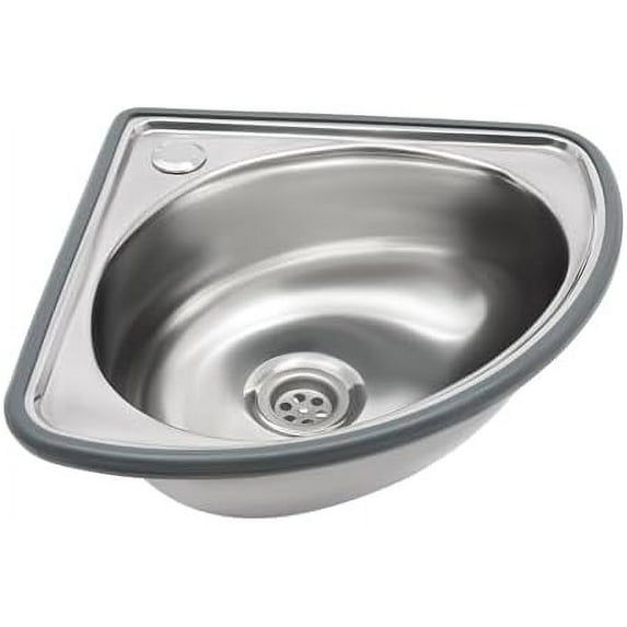 Stainless Steel Single Bowl Sink Wall-Mounted Triangle Wash Basin Kitchen Sink Basin Small Sink Corner for Kitchen Bathroom Lavatory Without Faucet