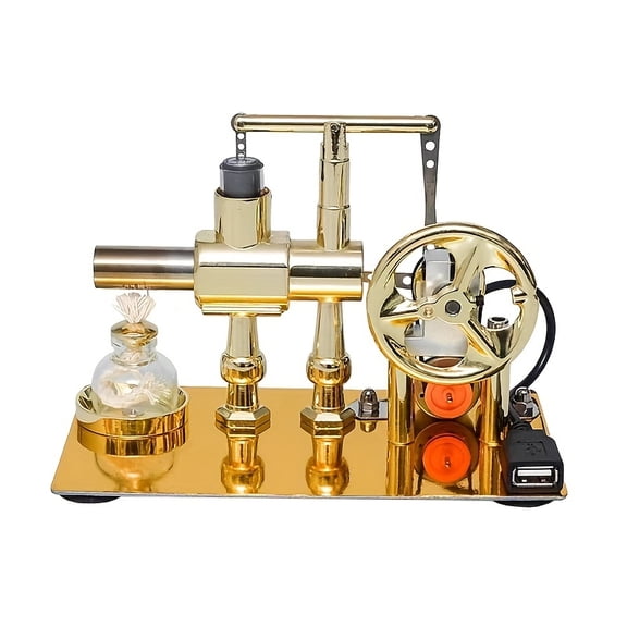 Stainless Steel Single Cylinder Stirling Engine Generator Kit - Pneumatic Design STEM Educational Model for Physics Learning, Science Experiments & Invention Hobbyists