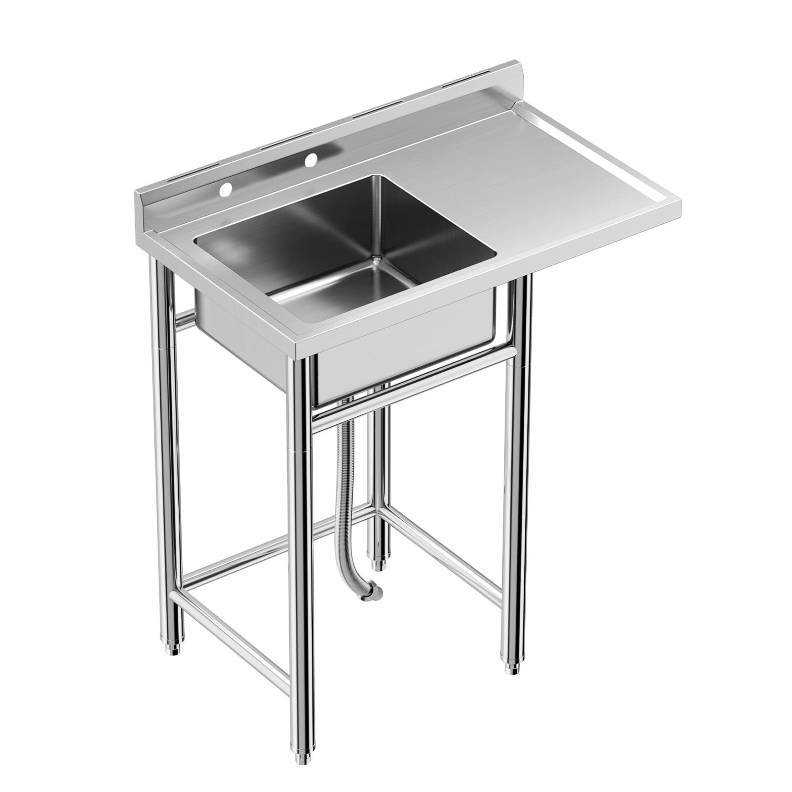 Stainless Steel Sink, 36 x 21 Inch Freestanding Single Tank Commercial Kitchen Sink with Worktop