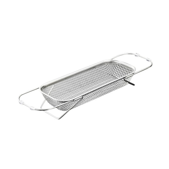 Stainless Steel Sink Basket, Retractable Vegetable Washing Basin & Storage Rack, Expandable Kitchen Sink Organizer for Utensils, Dishes, and Drainage