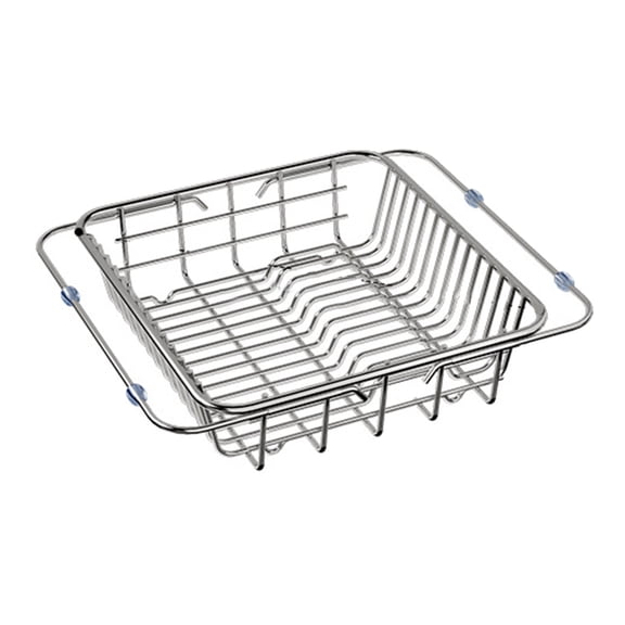Stainless Steel Sink Basket - Telescopic Kitchen Storage Rack for Vegetable Washing and Dish Drying - Large Capacity Multi-Layer Dish Rack with Ventilated Drainage for Kitchen Counter, Bathroom