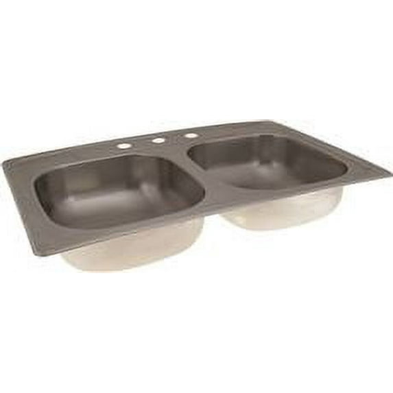 Stainless Steel Sink Double Bowl 20 Ga 3-Hole 33 In. X 22 In.