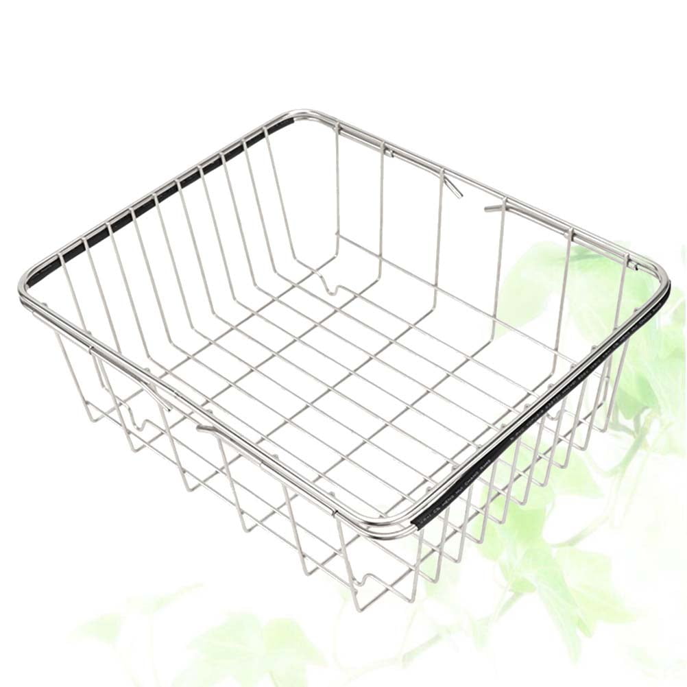 Expandable Stainless Steel Sink Strainer Basket with Flat Mesh, Rust-Resistant Dish Drying Rack and Kitchen Utensil Drainer Organizer