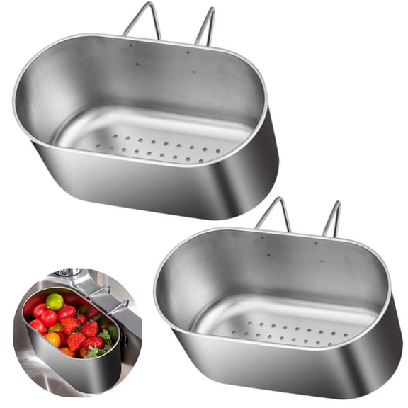 Stainless Steel Sink Drain Basket,Food Catcher Sink Strainer Basket,Water Filter Basket,Perfect Gadget for Filter Kitchen Waste and Wash Vegetables Fruits 2PCS