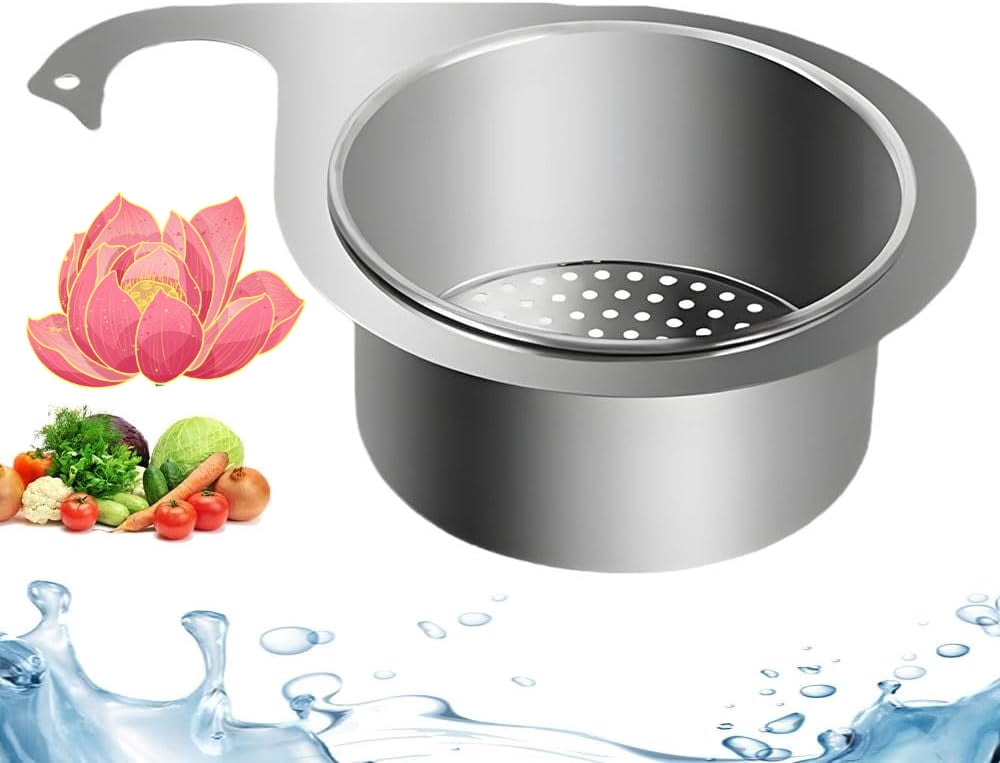 Stainless Steel Kitchen Sink Drain Basket – Fast Draining Hanging Strainer, Food Waste Filter & Vegetable Washer For Double Sink (Silver)