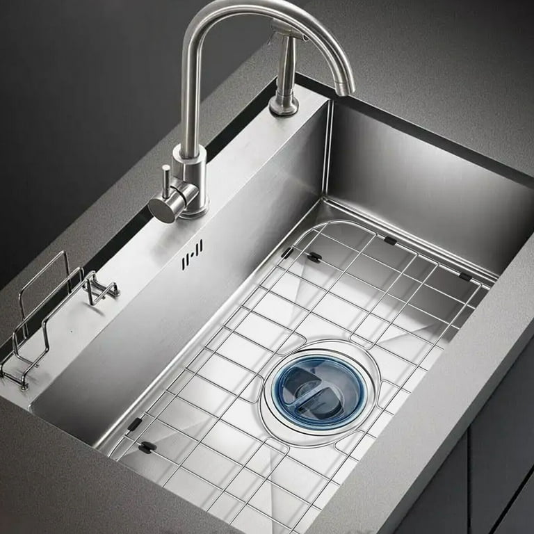 LQS Stainless Steel Sink Grid – 28 3/8" X 15 3/8" Bottom Protector For Single Bowl Sinks With Rear Drain
