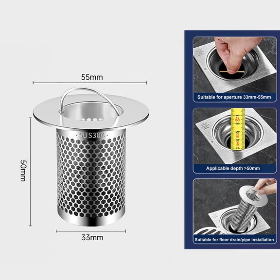 Stainless Steel Sink Screen, Fine Mesh, Catch Debris Stop Blockage, Suitable for Bathroom Kitchen Basin Floor, 1 Pack