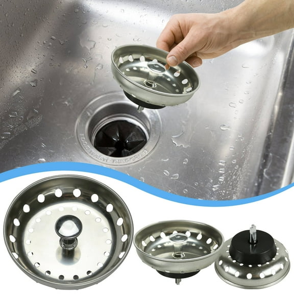 Stainless Steel Sink Strainer Basket Replacement, 3-1/2 Inch Standard Size, 2-Pack, 304 Plated Steel, Post Style for Easy Cleaning, Prevents Clogs & Protects Drains