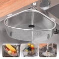 thumbnail image 1 of Stainless Steel Sink Strainer Basket, Triangle Sink Drainer Basket, Sink Corner Drain Rack, 1 of 7