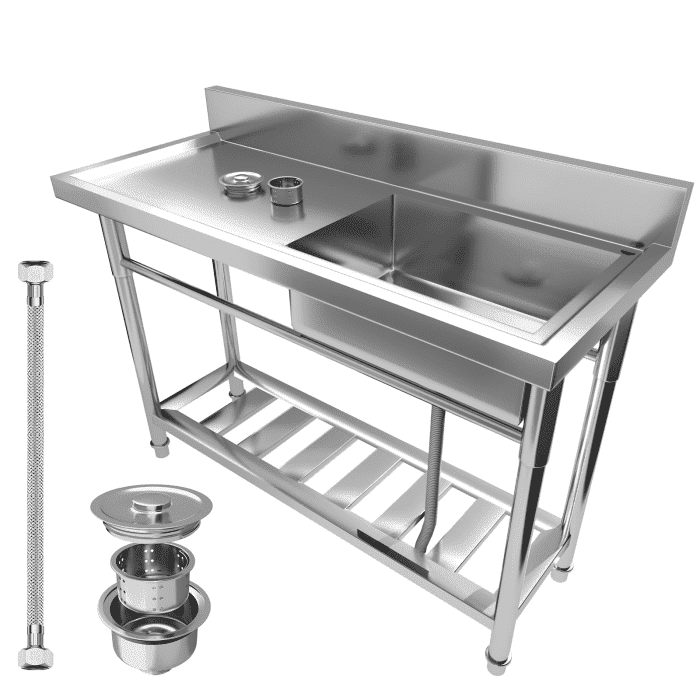 Stainless Steel Sink for Kitchen, 18.5" Profile, Heavy Duty, Kitchen Basin, Restaurant Sink Leveraging Salad Bar, Beverage Station, Cafe Service