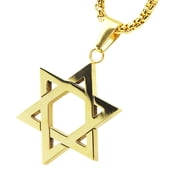 Stainless Steel Six Point Star Pendant with Box Chain 24" SCP 132 G
