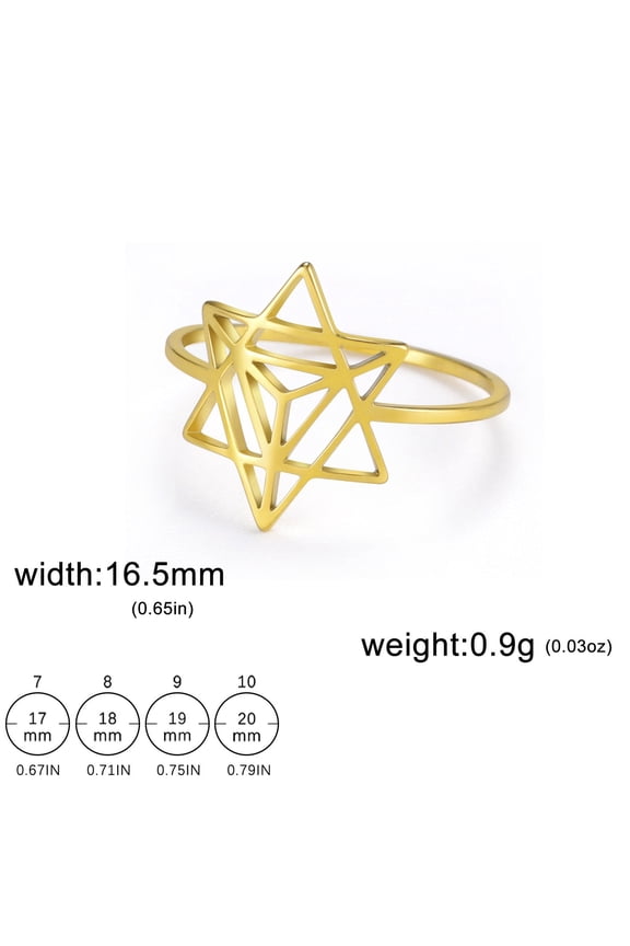 Hexagonal Star Ring Stainless Steel Inlaid Ring Trendy Fashion Jewelry for Men and Women Electroplated Finish Titanium Steel Ring Star Inlay Statement Ring