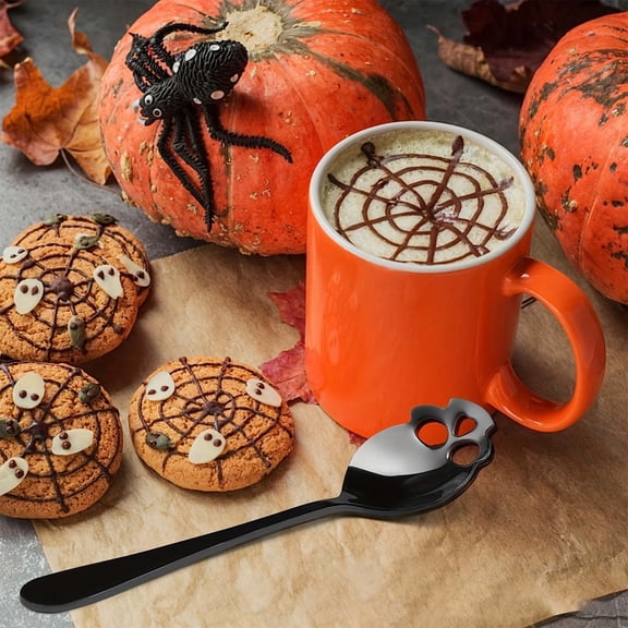 Stainless Steel Skeleton Design Tea And Coffee Stirring Spoons, 4-Piece Set, Ergonomic Handle, Perfect For Halloween, Parties, And Daily Use
