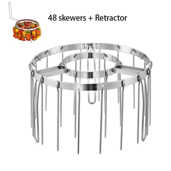 Stainless Steel Skewer Holder, Vertical Meat Skewers Fryer Skewer Rack, Metal Kabob Rack with Vertical Fryer Stand, Hanging AirFryer Roasting Racks for Kabob BBQ