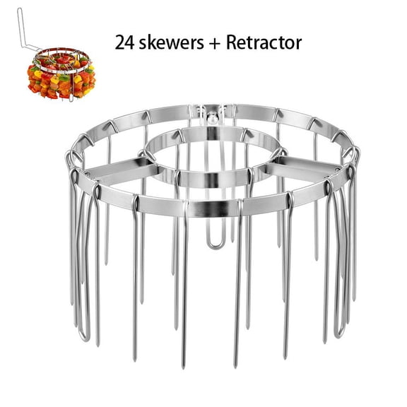 Stainless Steel Skewer Holder, Vertical Meat Skewers Fryer Skewer Rack, Metal Kabob Rack with Vertical Fryer Stand, Hanging AirFryer Roasting Racks for Kabob BBQ