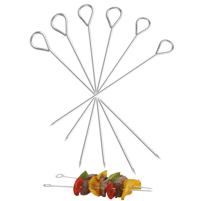 Stainless Steel Skewers 6 Pcs, Kebab Skewers Stainless Steel BBQ