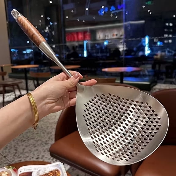 Stainless Steel Skimmer Colander Large Durable Strainer Spoon for Cooking and Frying