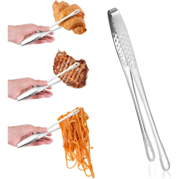 Stainless Steel Skinny Tweezers, 2 Pack Food Pasta Plating Tongs for Kitchen