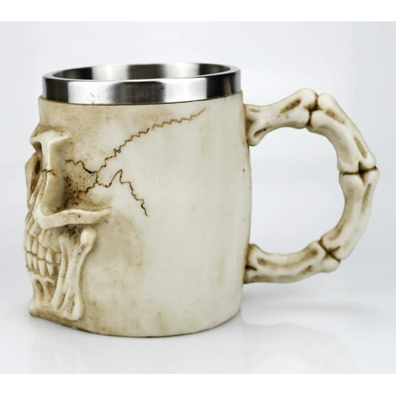 Stainless Steel Skull Mug Contain Viking Skeleton Death Grim Knight Gothic Design Coffee Beer Tankard Mugs BEST Halloween Gift