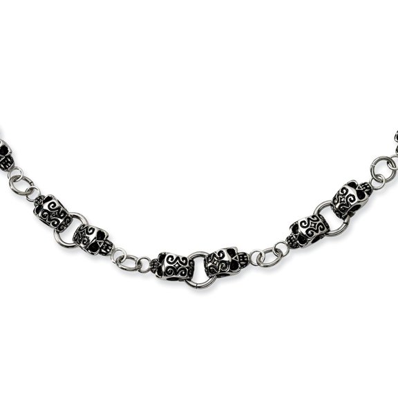 Stainless Steel Skull Necklace - 24 Inch - Measures 12mm Wide
