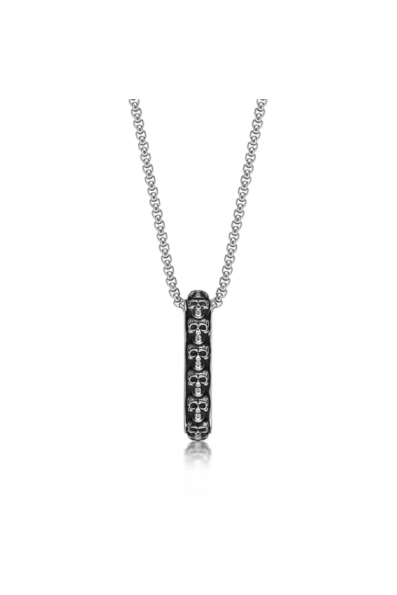 Stainless Steel Skull Pendant With 24 Inch Round Box Chain Necklace For Men