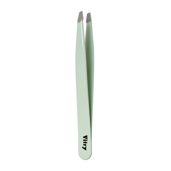 Stainless Steel Coloured Tweezers Slant Tip - Light Green