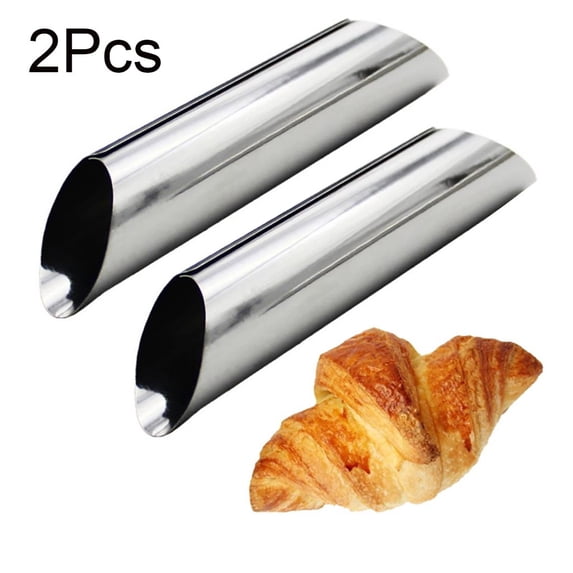 Stainless Steel Slanted Danish Tube, Large Screw Croissant Mold Cake Pan,Baking Pans,Cupcake Pan,Nonstick Cake,Candy Mold,2PCS (Silver)