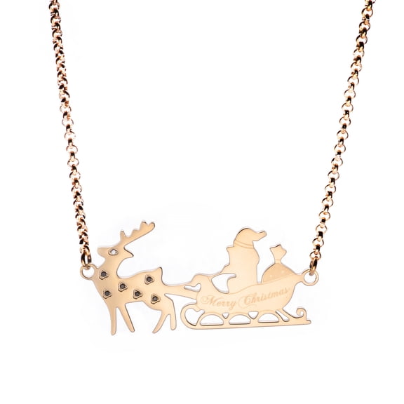 Stainless Steel Sled Car Necklace with Crystal - Great Christmas & 2024 New Year Gift for Her