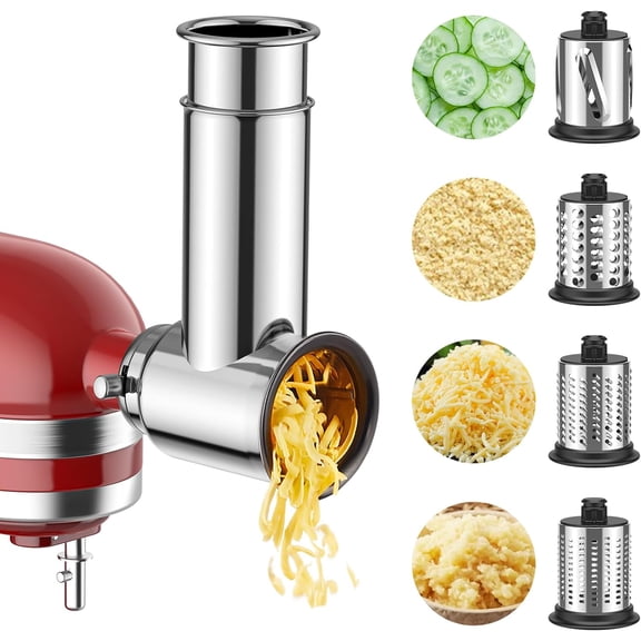 Stainless Steel Slicer Shredder Attachment for KitchenAid Stand Mixer, Salad Machine with Vegetable Slicer, Salad Maker, Grinding Powder