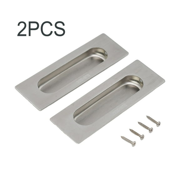 Stainless Steel Sliding Door Flush Pull Handles for Closet Cabinet Drawer 2 or 4 Pack Silver Brushed Nickel Finish 4.75 Inch