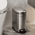 thumbnail image 1 of Stainless Steel Slim Bathroom Trash Can with Lid, 6L / 1.6Gal Step Narrow Waste Basket Covered Odorless Dustbin with Inner Bucket for Bedroom, Kitchen, Vanity, Office, Eclipse-Grey, 1 of 7