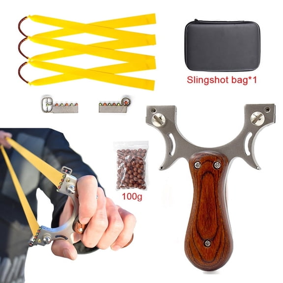 Stainless Steel Slingshot Hunting with Rubber Band Outdoor Shooting Game Sling Shot Set