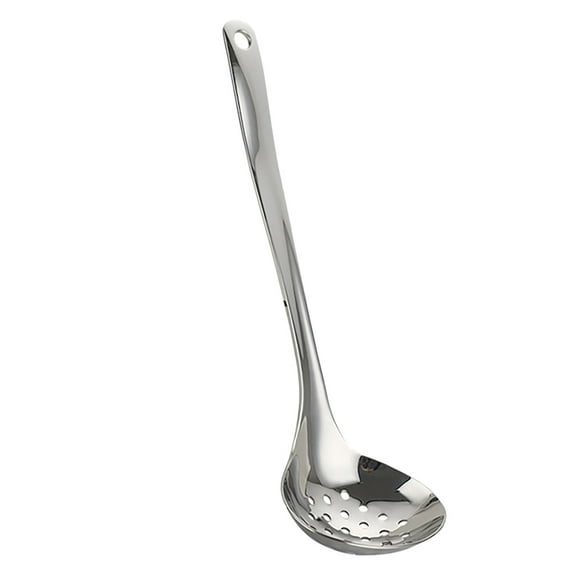 Stainless Steel Slotted Cooking Spoon with Heat-Resistant Handle, Multi-Purpose Strainer Ladle for Soup Pasta Hot Pot, Dishwasher Safe Kitchen Utensil