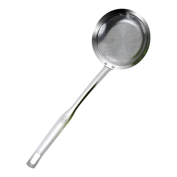 Stainless Steel Slotted Spoon for Baking Cooking Strainer Fine Mesh Colander with Handle Kitchen Utensil Straining Frying Serving, 13.4 in, Silver-B