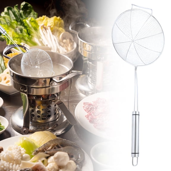 Stainless Steel Slotted Strainer Spoon With Black Hanging Ring 16 cm