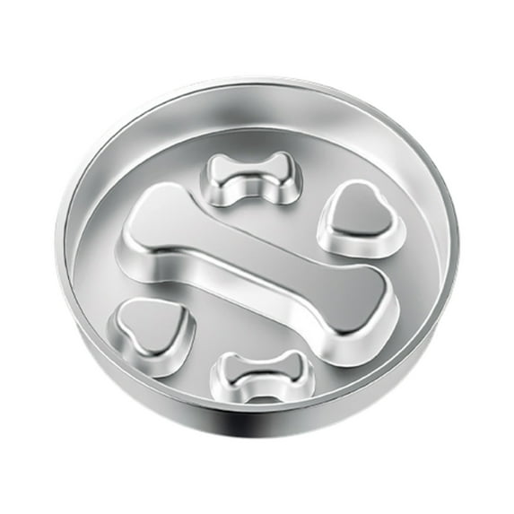 Stainless Steel Slow Feeder Dog Bowl, Large 304 Metal Food Dish with Non Base 1 Pack, Double Layer Anti Gulping Bowl for Medium Large Dogs 8.7 Inch